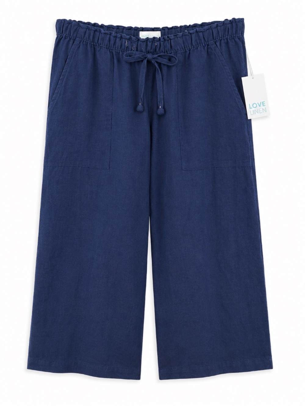 Womens Cynthia Rowely Love Linen paper bag waist pants NWT Cropped navy blue sz